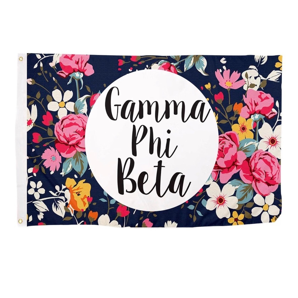 Gamma Phi Beta Floral Sorority Flag 3x5 Wall Banner Navy Pink New